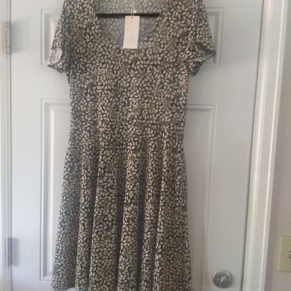 ACEVOG Paisley Print Skater Shirt Sleeve Dress Sz Large NWT